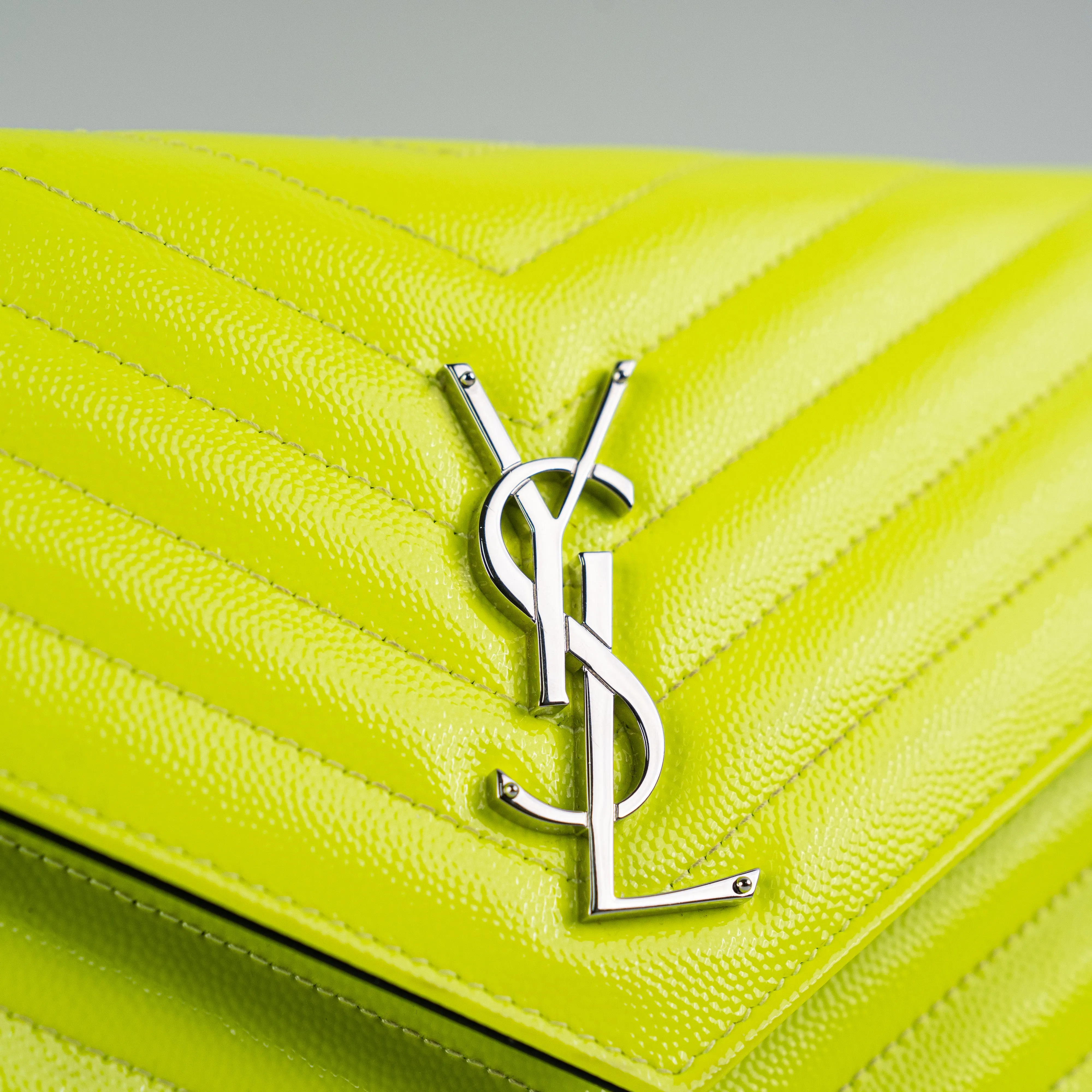 Saint Laurent Wallet On Chain Neon Yellow