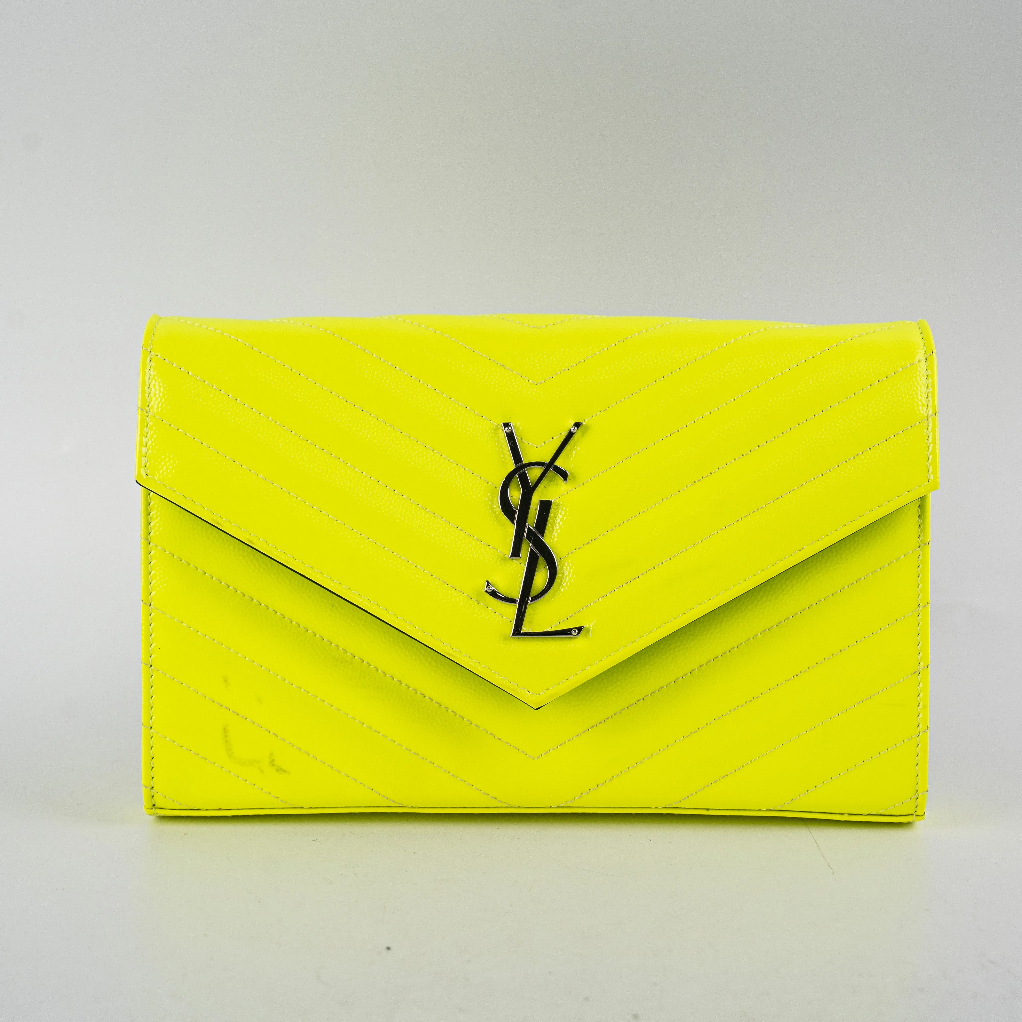 Saint Laurent Wallet On Chain Neon Yellow