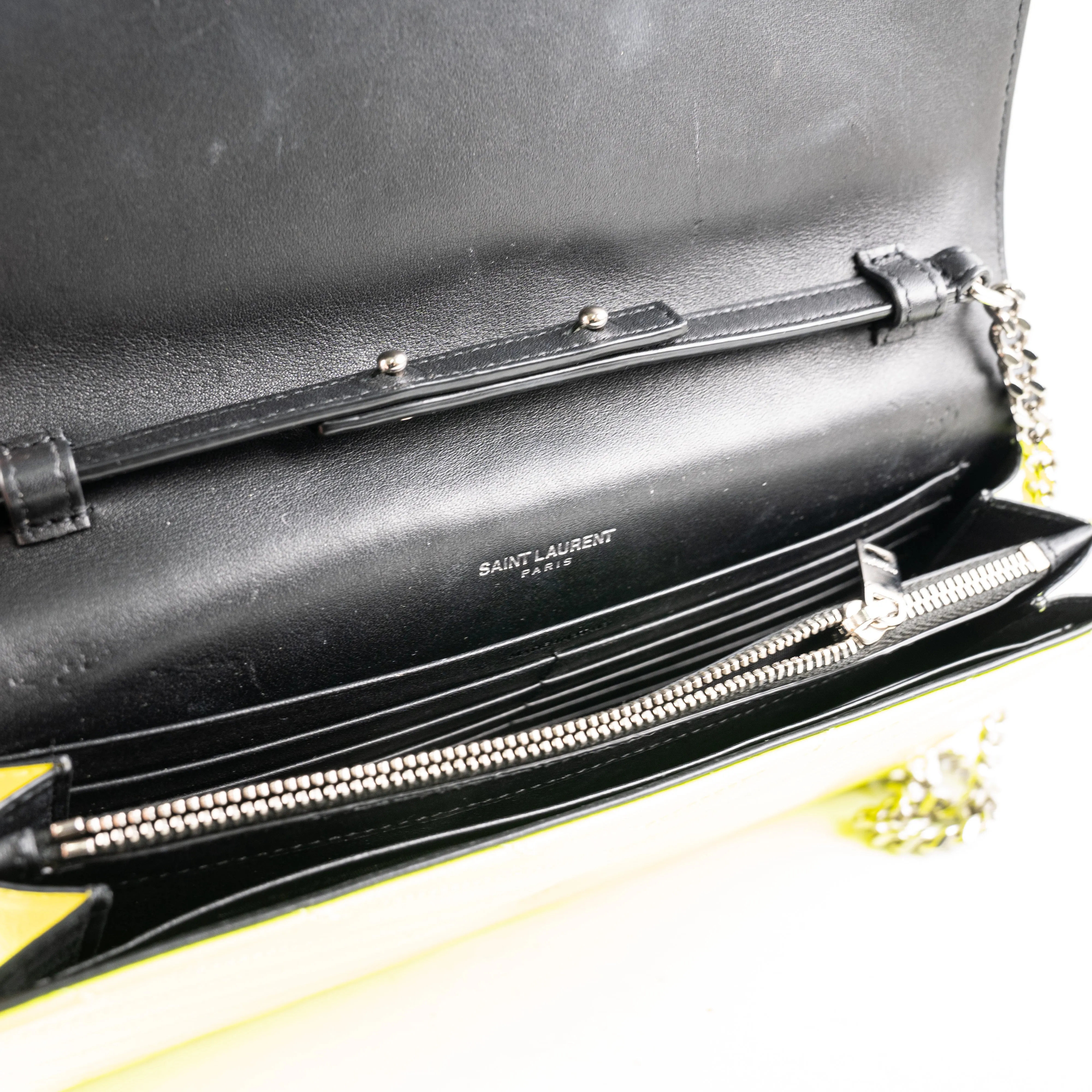 Saint Laurent Wallet On Chain Neon Yellow