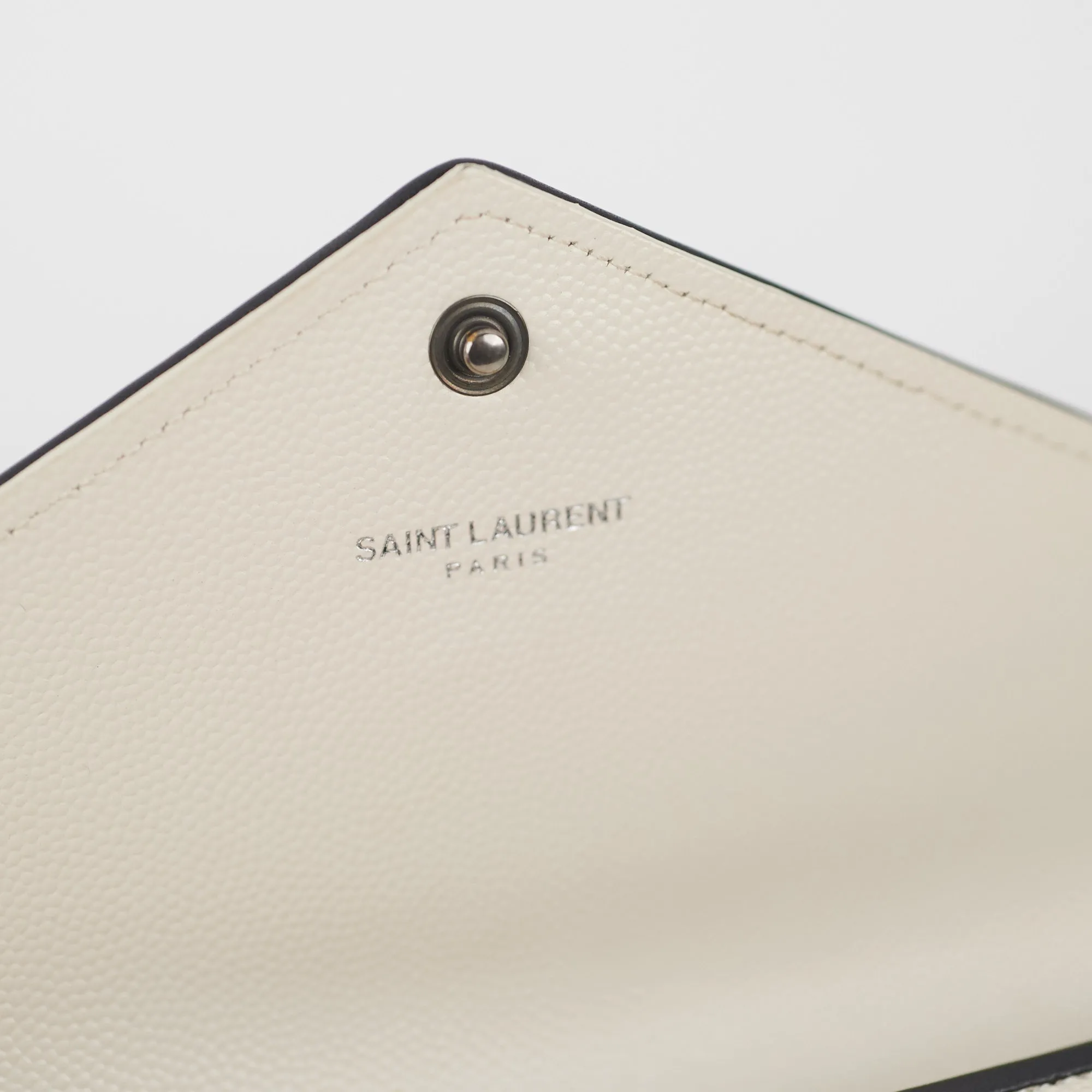 Saint Laurent White Monogram Long Envelope Wallet