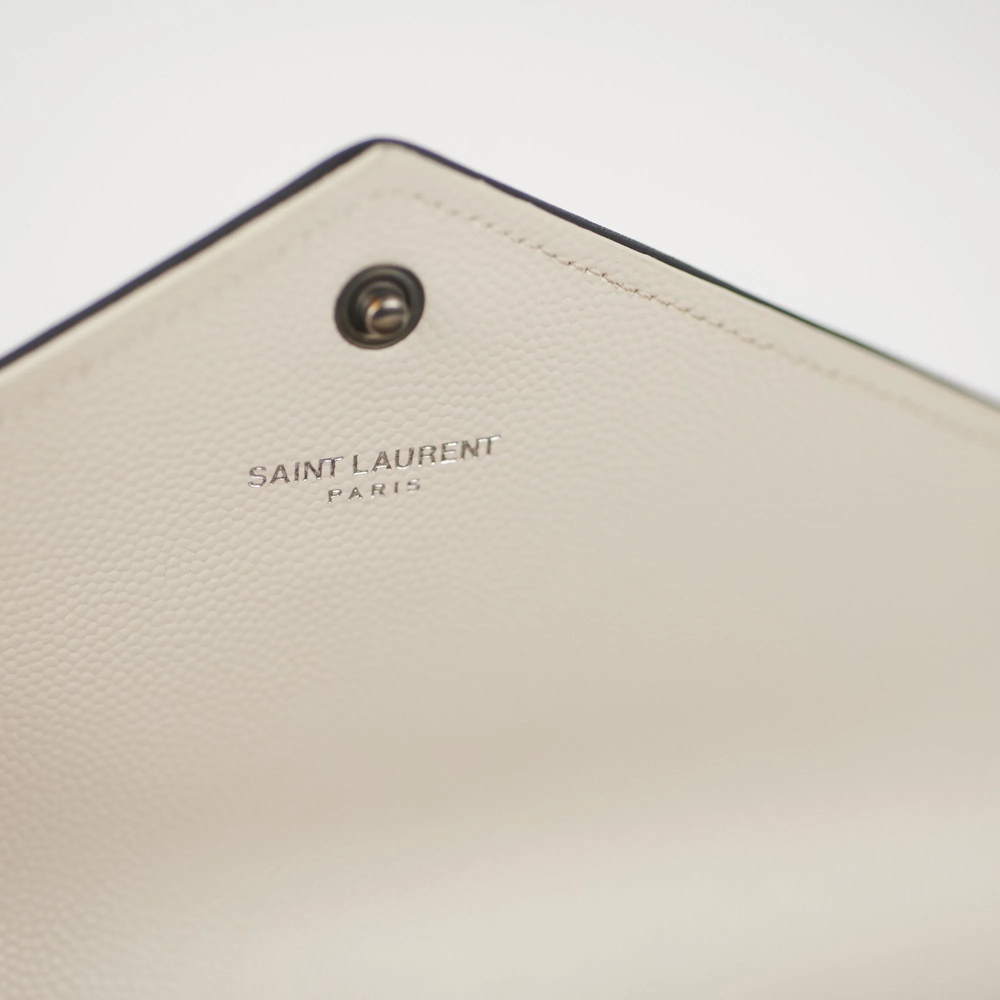Saint Laurent White Monogram Long Envelope Wallet