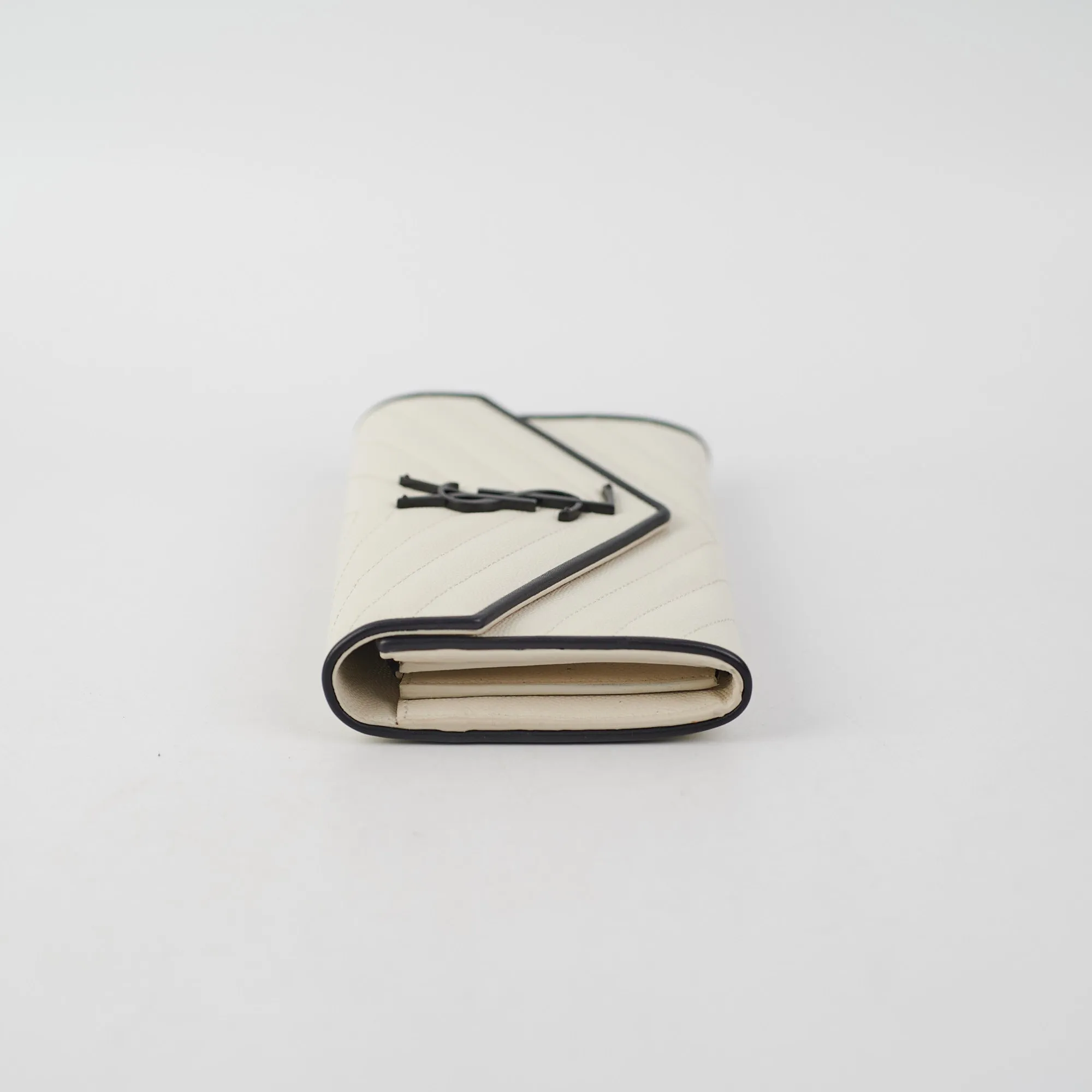 Saint Laurent White Monogram Long Envelope Wallet