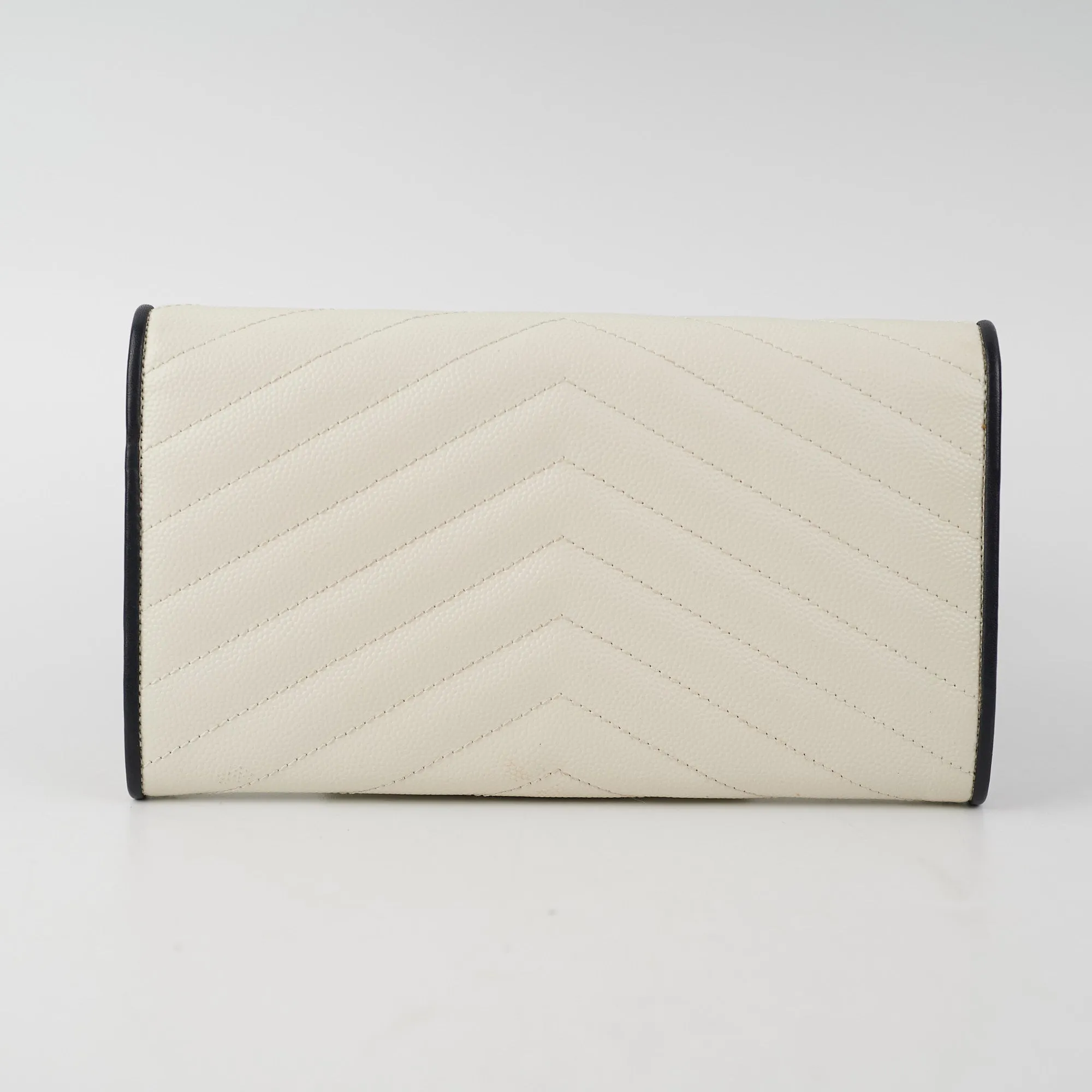 Saint Laurent White Monogram Long Envelope Wallet