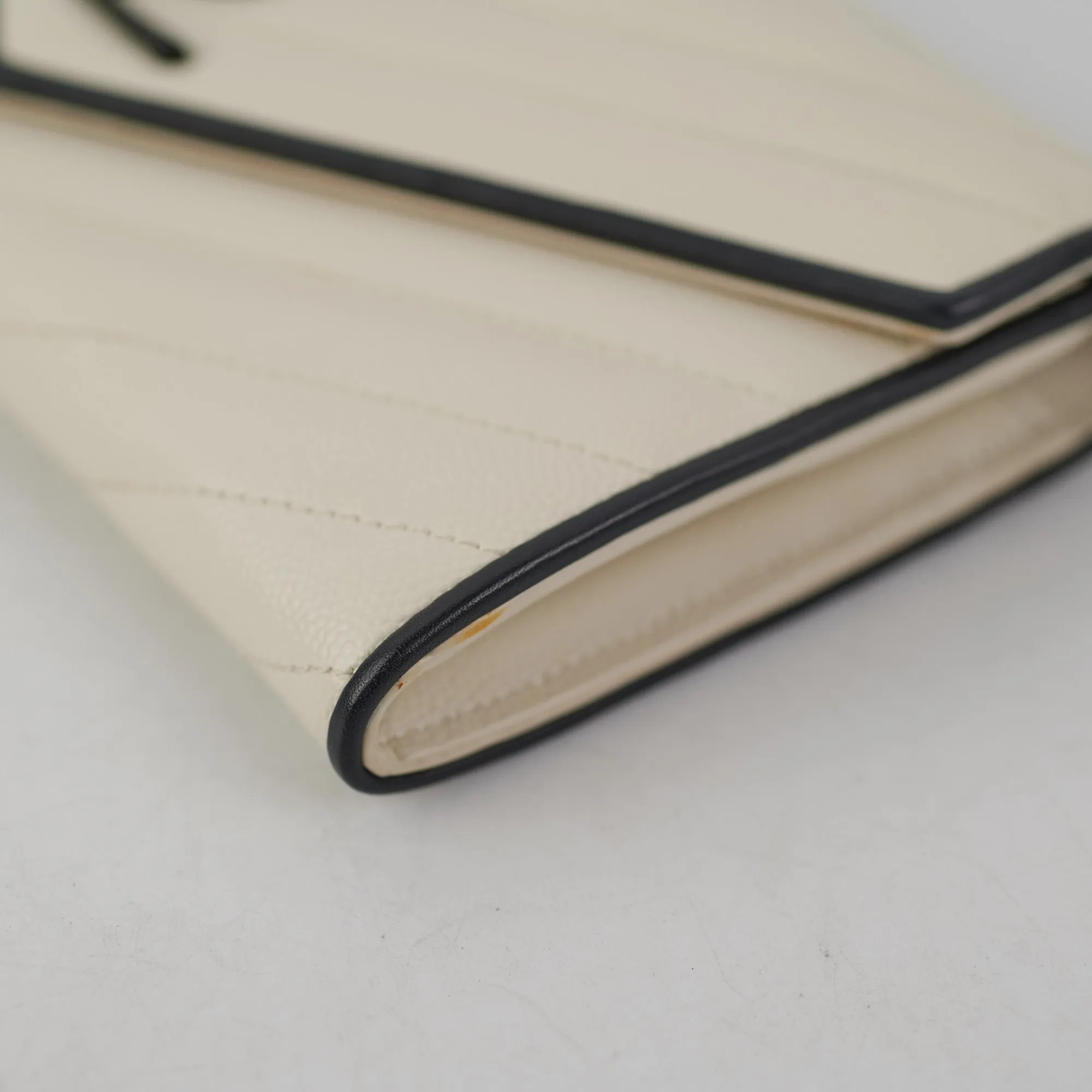 Saint Laurent White Monogram Long Envelope Wallet