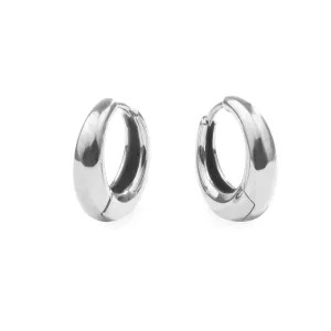 Stainless small puffy hoop earrings