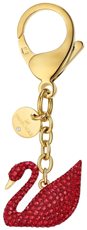 Swarvoski Swan Bag Charm Red Crystals Gold Plated Steel 5526754