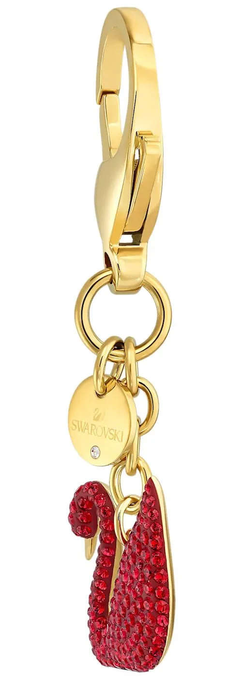 Swarvoski Swan Bag Charm Red Crystals Gold Plated Steel 5526754