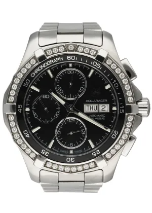 TAG Heuer Aquaracer Day-Date Diamond Bezel Mens Watch Box Papers