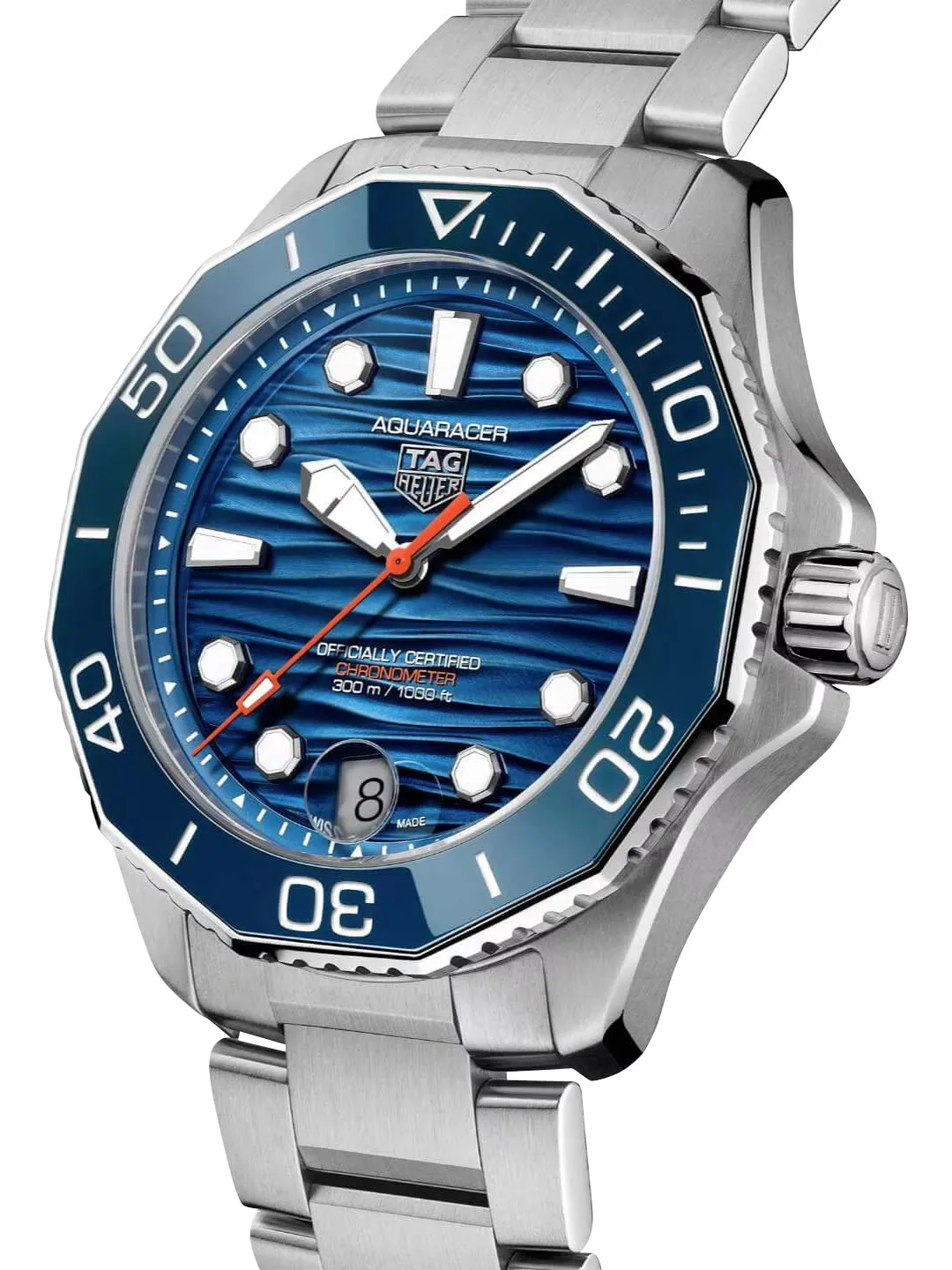 TAG Heuer Aquaracer Professional 300 COSC Automatic Stainless Steel Blue Dial Date Divers Mens Watch WBP5111.BA0013