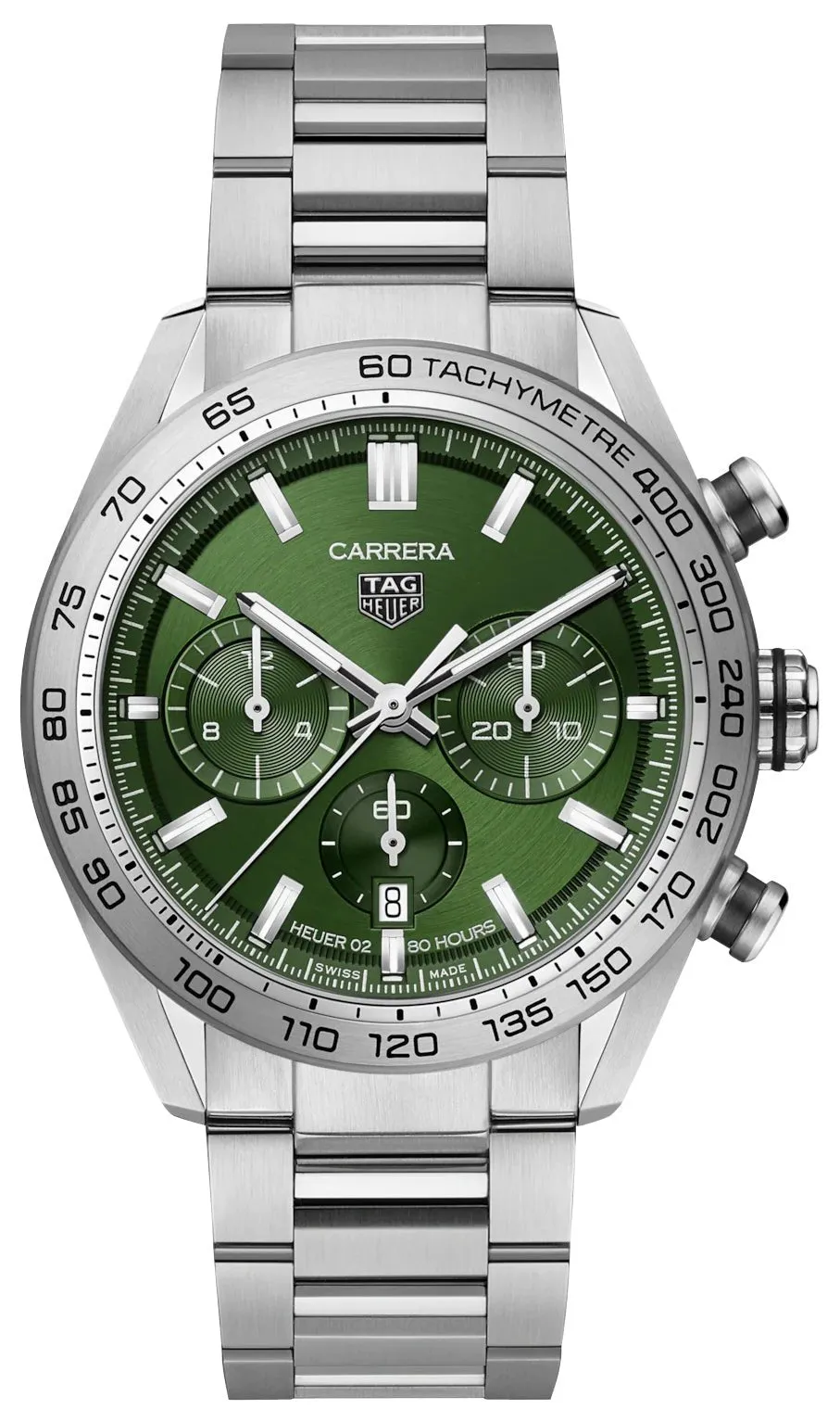 TAG Heuer Carrera Automatic Chronograph Stainless Steel Green Dial Date Mens Watch CBN2A10.BA0643