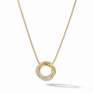 The Crossover Collection Mini Pendant Necklace in 18K Yellow Gold with Diamonds