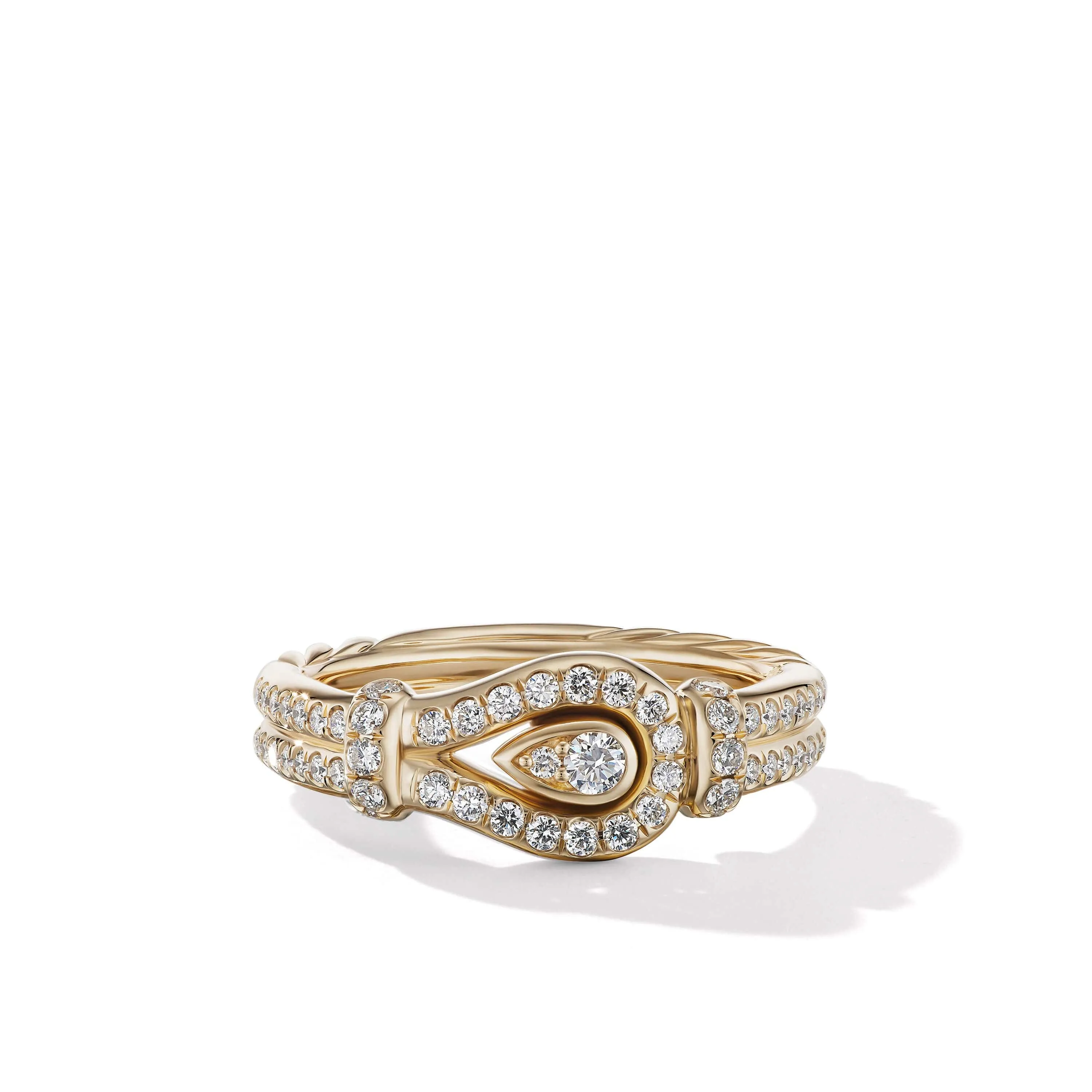 Thoroughbred Loop Ring in 18K Yellow Gold with Full Pav Diamonds