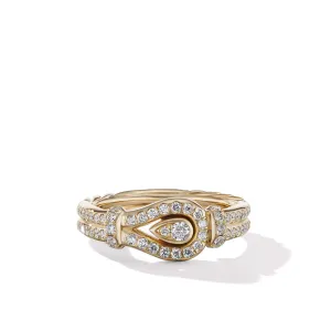 Thoroughbred Loop Ring in 18K Yellow Gold with Full Pav Diamonds