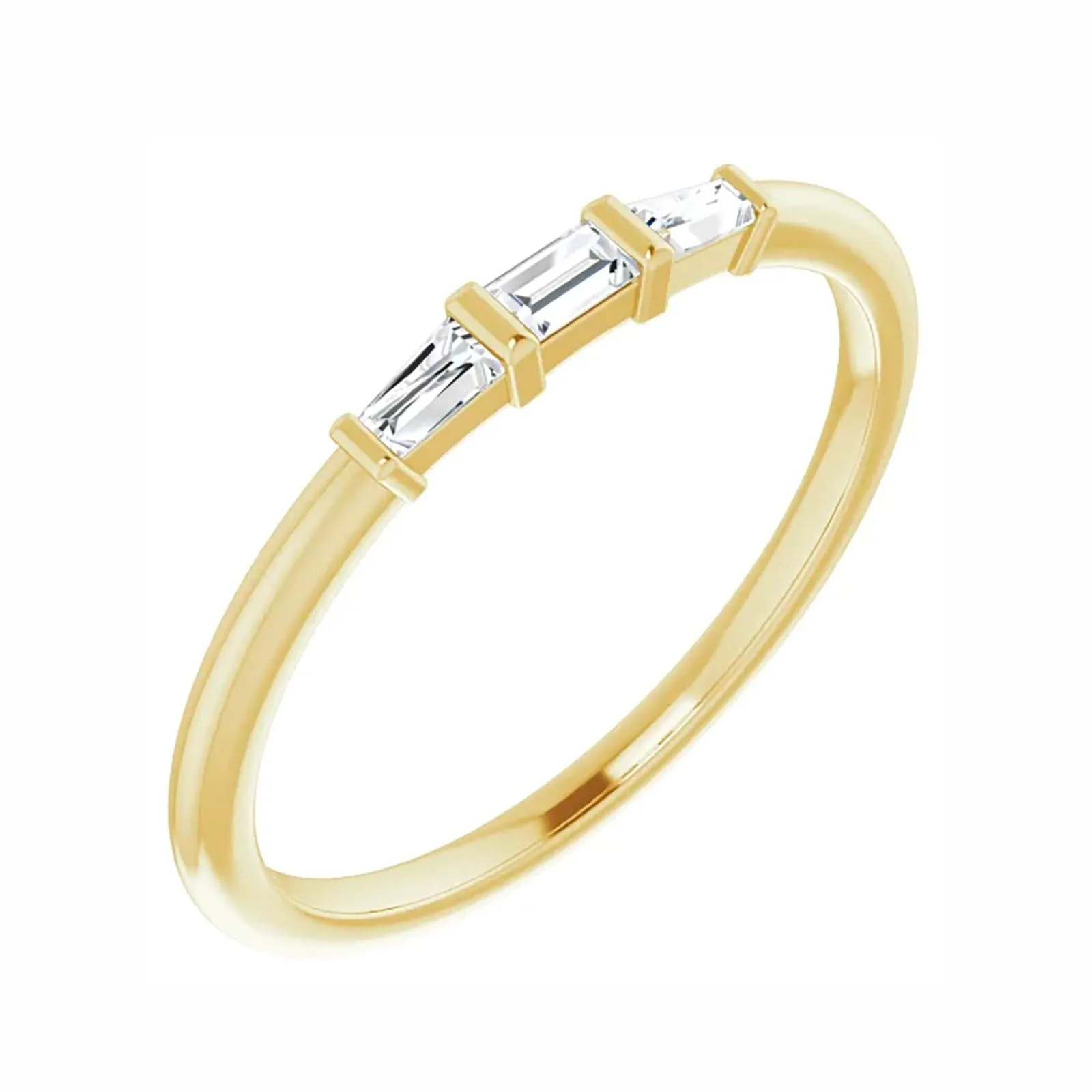 Three-Stone Ring with Diamond Baguettes