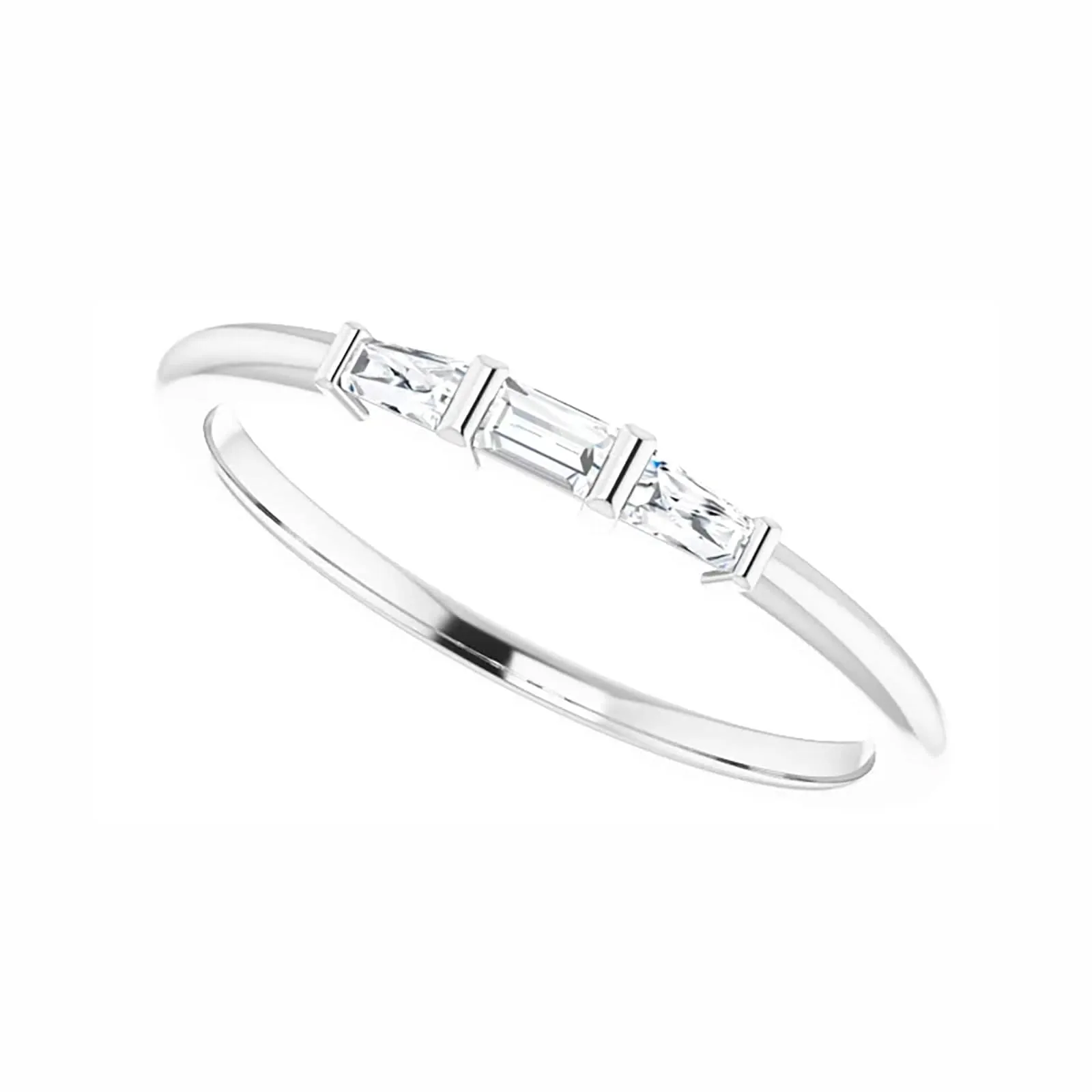 Three-Stone Ring with Diamond Baguettes