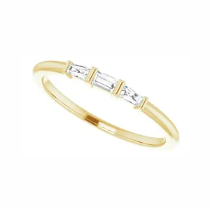 Three-Stone Ring with Diamond Baguettes