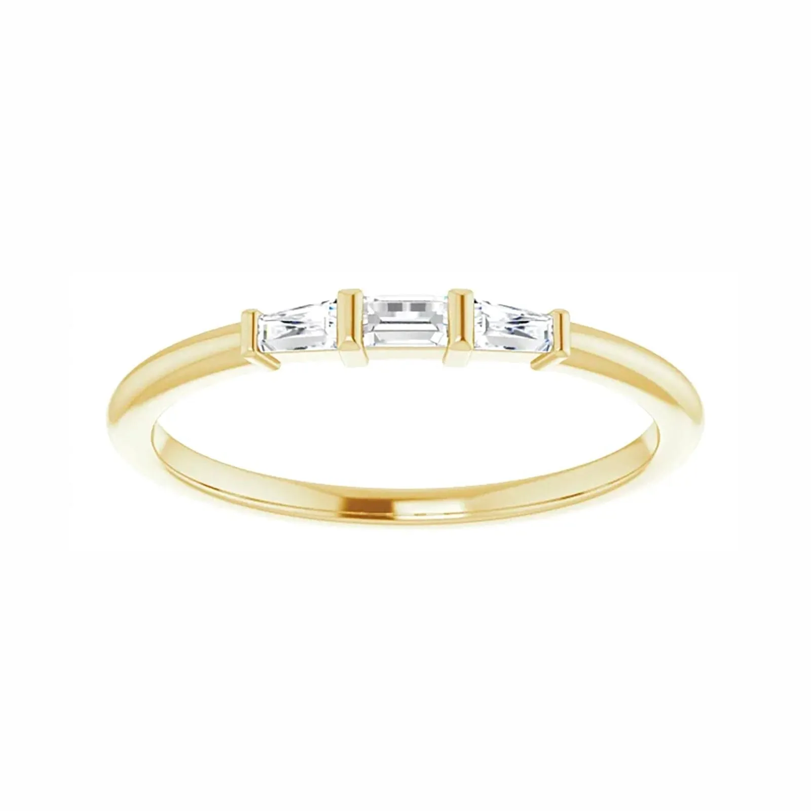 Three-Stone Ring with Diamond Baguettes
