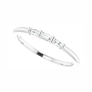 Three-Stone Ring with Diamond Baguettes