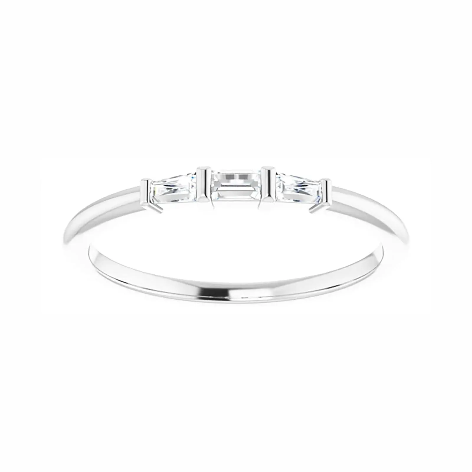 Three-Stone Ring with Diamond Baguettes