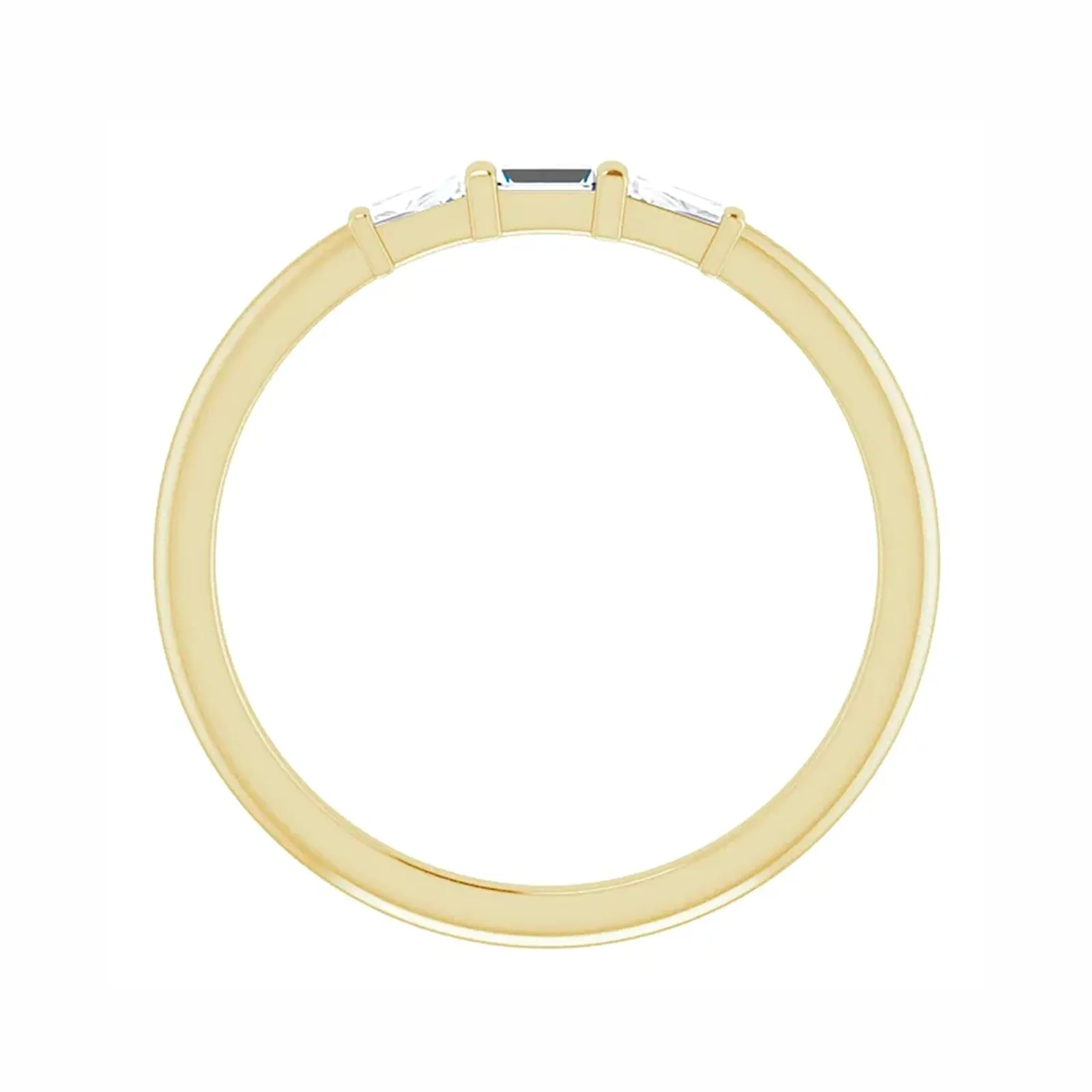 Three-Stone Ring with Diamond Baguettes