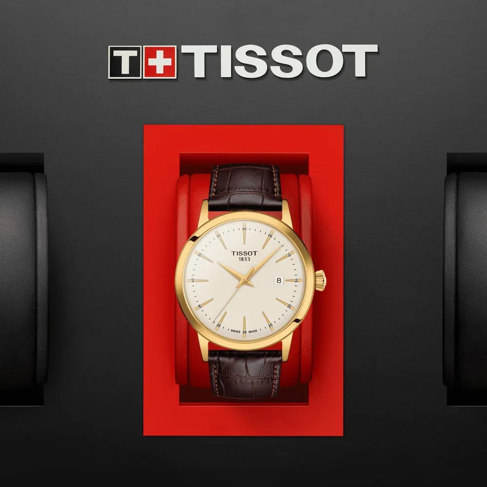 Tissot Classic Dream 42mm Ivory Dial Yellow Gold PVD Steel Quartz Gents Watch T1294103626100