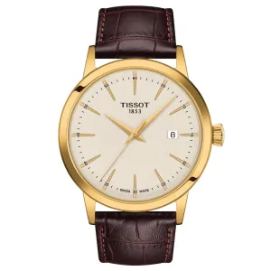 Tissot Classic Dream 42mm Ivory Dial Yellow Gold PVD Steel Quartz Gents Watch T1294103626100