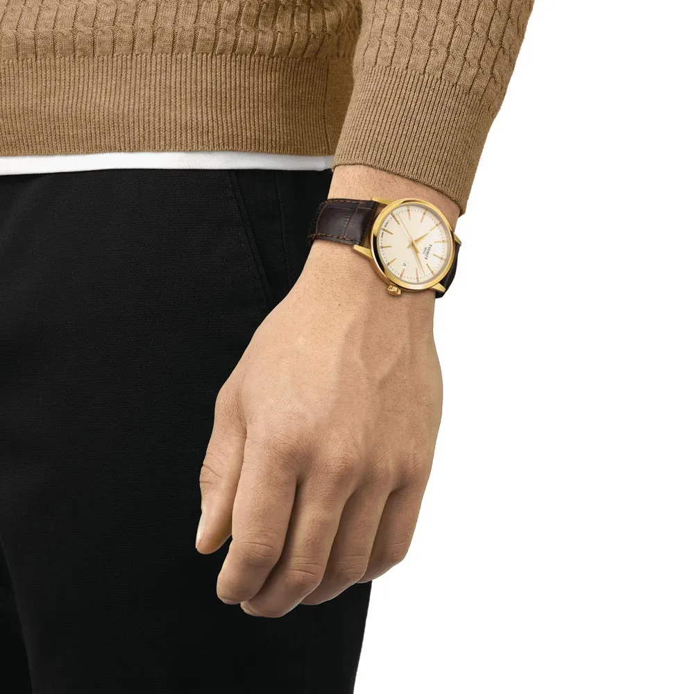 Tissot Classic Dream 42mm Ivory Dial Yellow Gold PVD Steel Quartz Gents Watch T1294103626100