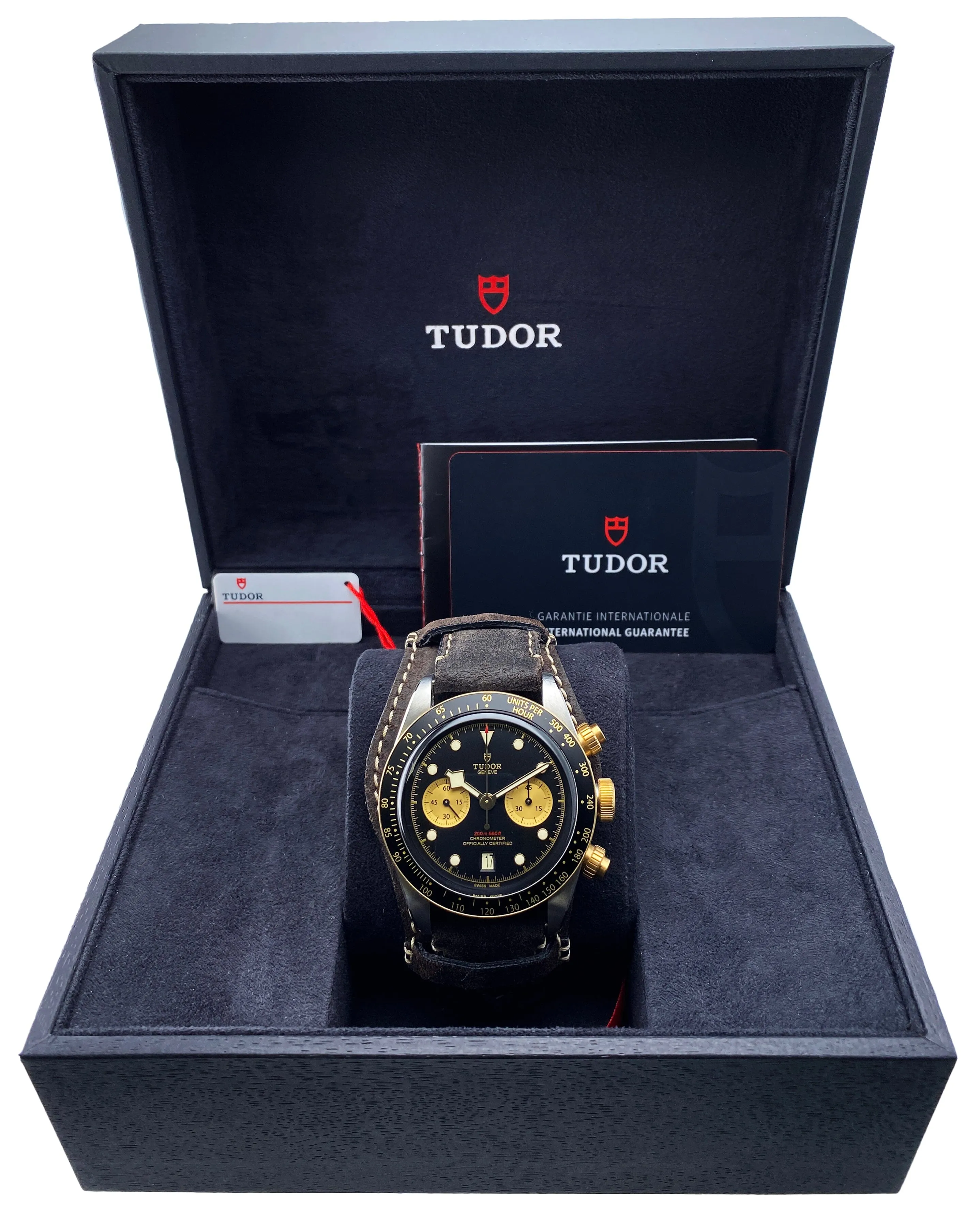 Tudor Heritage Black Bay Chronograph 79363N Mens Watch Box Papers