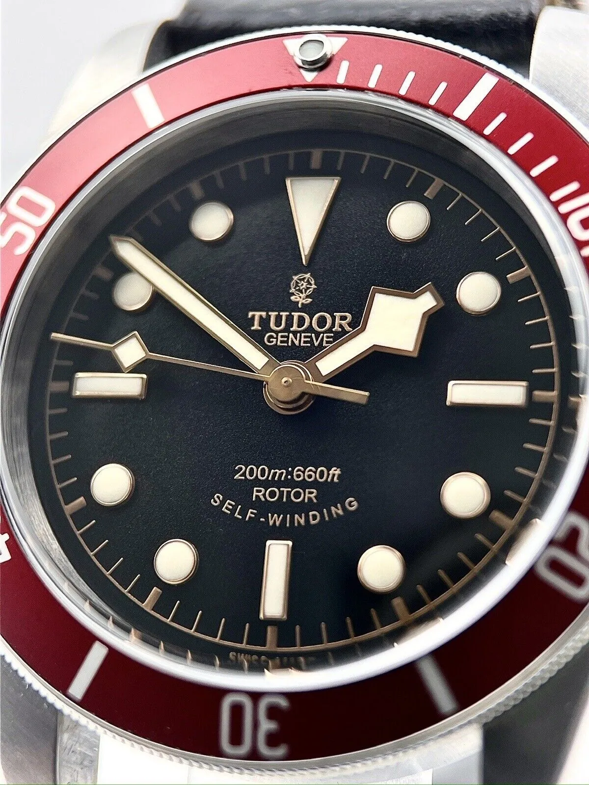 TUDOR Heritage Black Bay Smiley 79220R Red Bezel Automatic Men's Watch 40mm