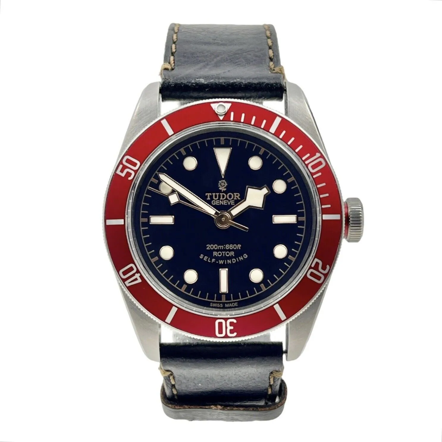 TUDOR Heritage Black Bay Smiley 79220R Red Bezel Automatic Men's Watch 40mm