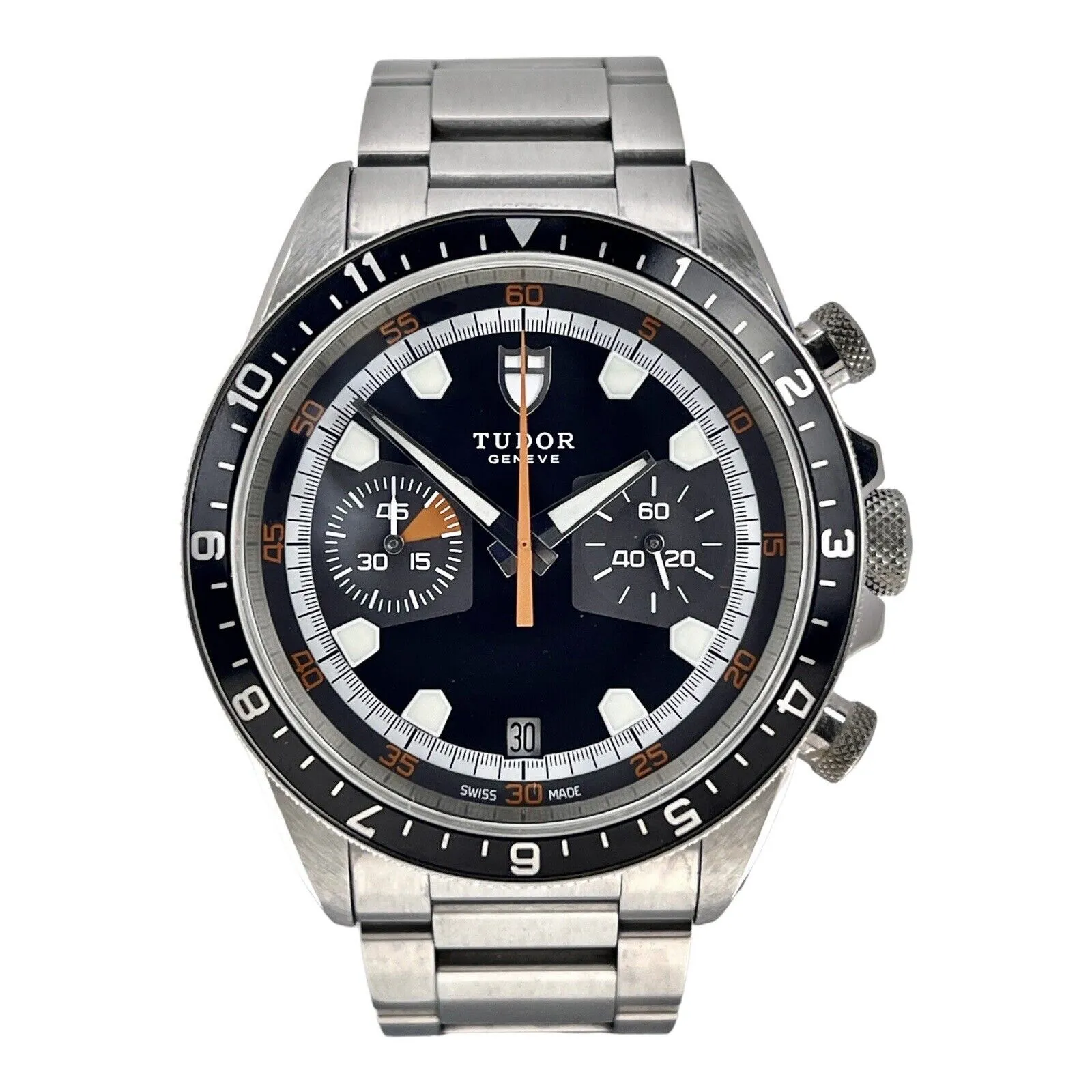 Tudor Heritage Chronograph Auto 42mm Steel Mens Bracelet Watch Date 70330N B&P