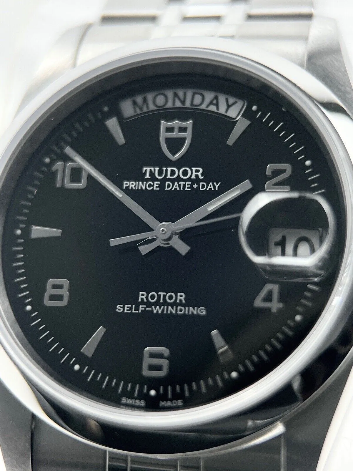 Tudor Prince Date Day 76200 Black Dial Automatic Stainless Steel Men's Watch