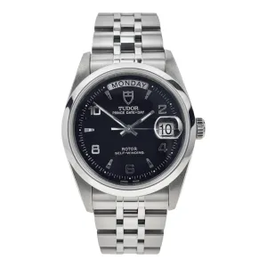 Tudor Prince Date Day 76200 Black Dial Automatic Stainless Steel Men's Watch