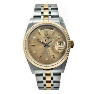 TUDOR Prince Date Day 76213 Champagne Dial Men's Two Tone Automatic Watch