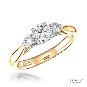 Tulip Three Stone 0.40ct F SI1 Diamond Yellow Gold/Platinum Ring