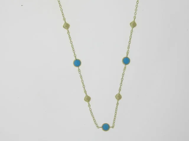 Turquoise Cabochon Strie Cushion Necklace