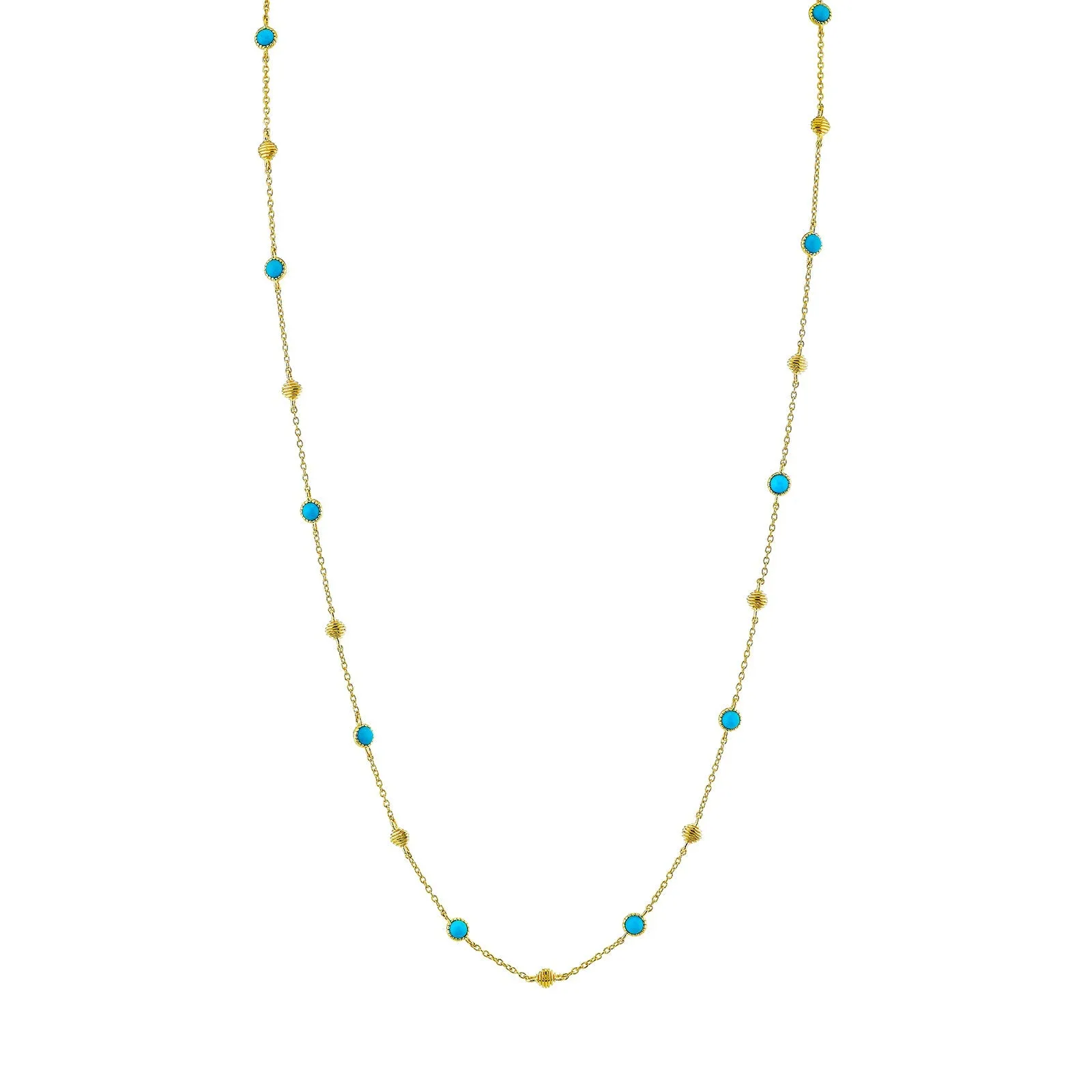 Turquoise Cabochon Strie Cushion Necklace