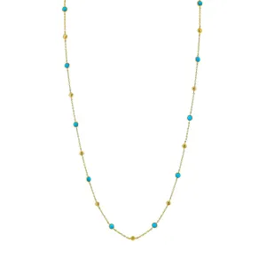 Turquoise Cabochon Strie Cushion Necklace