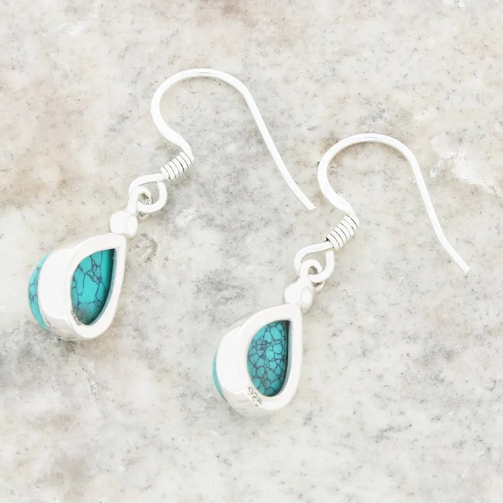 Turquoise Sterling Silver Pear Shape Drop Earrings