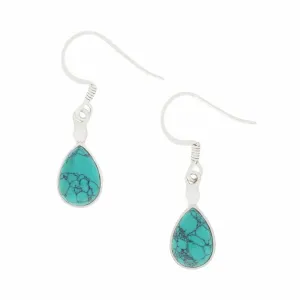 Turquoise Sterling Silver Pear Shape Drop Earrings