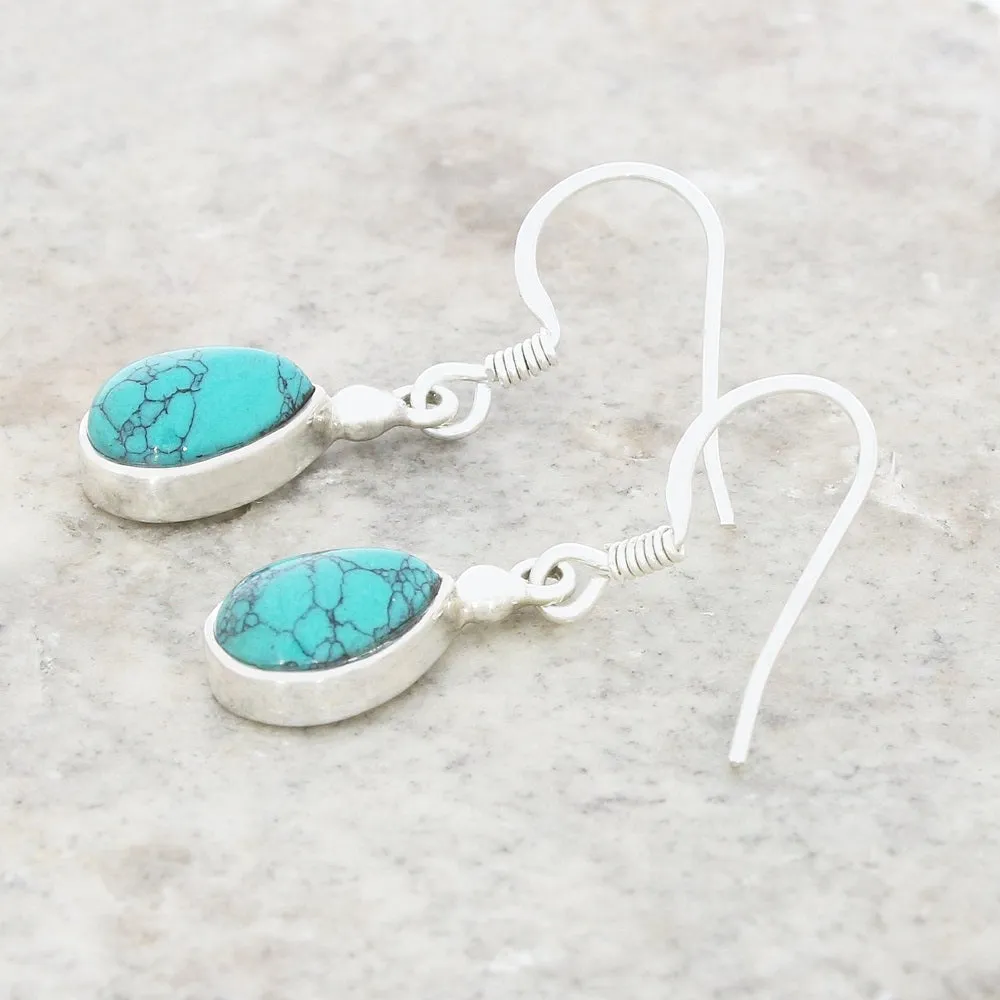 Turquoise Sterling Silver Pear Shape Drop Earrings