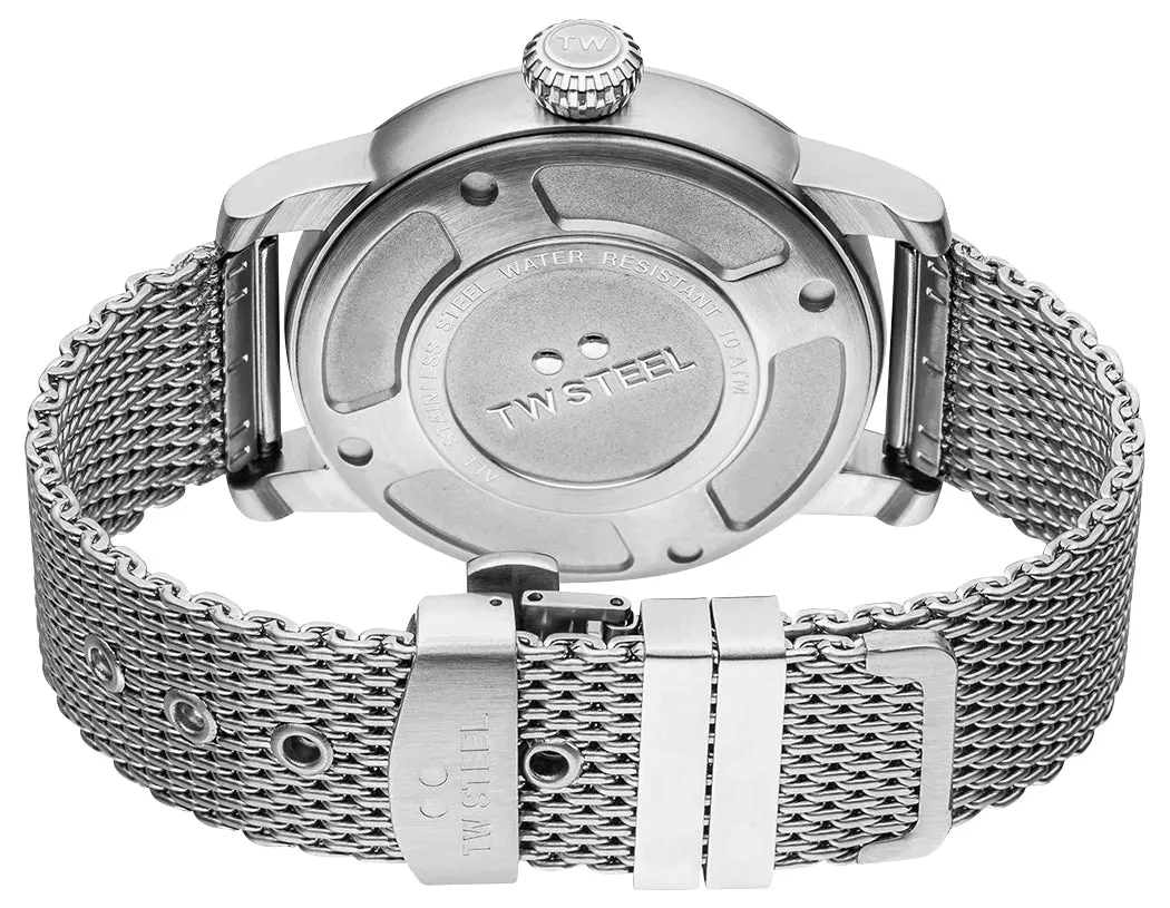 TW Steel Maverick Stainless Steel Black Dial Date Quartz Mens Watch MB12