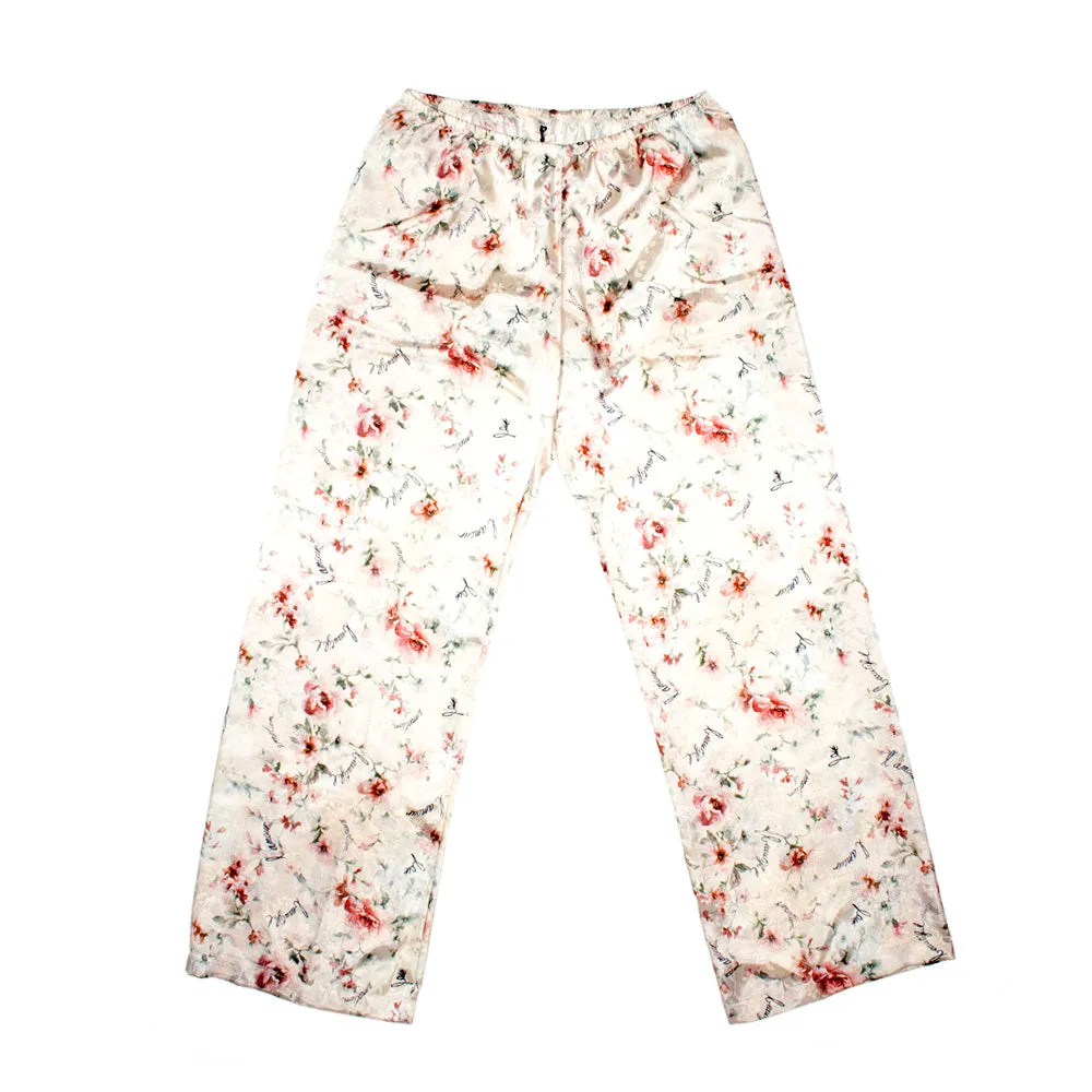 Twin Set Pants Print Flowers Ivory Size Small