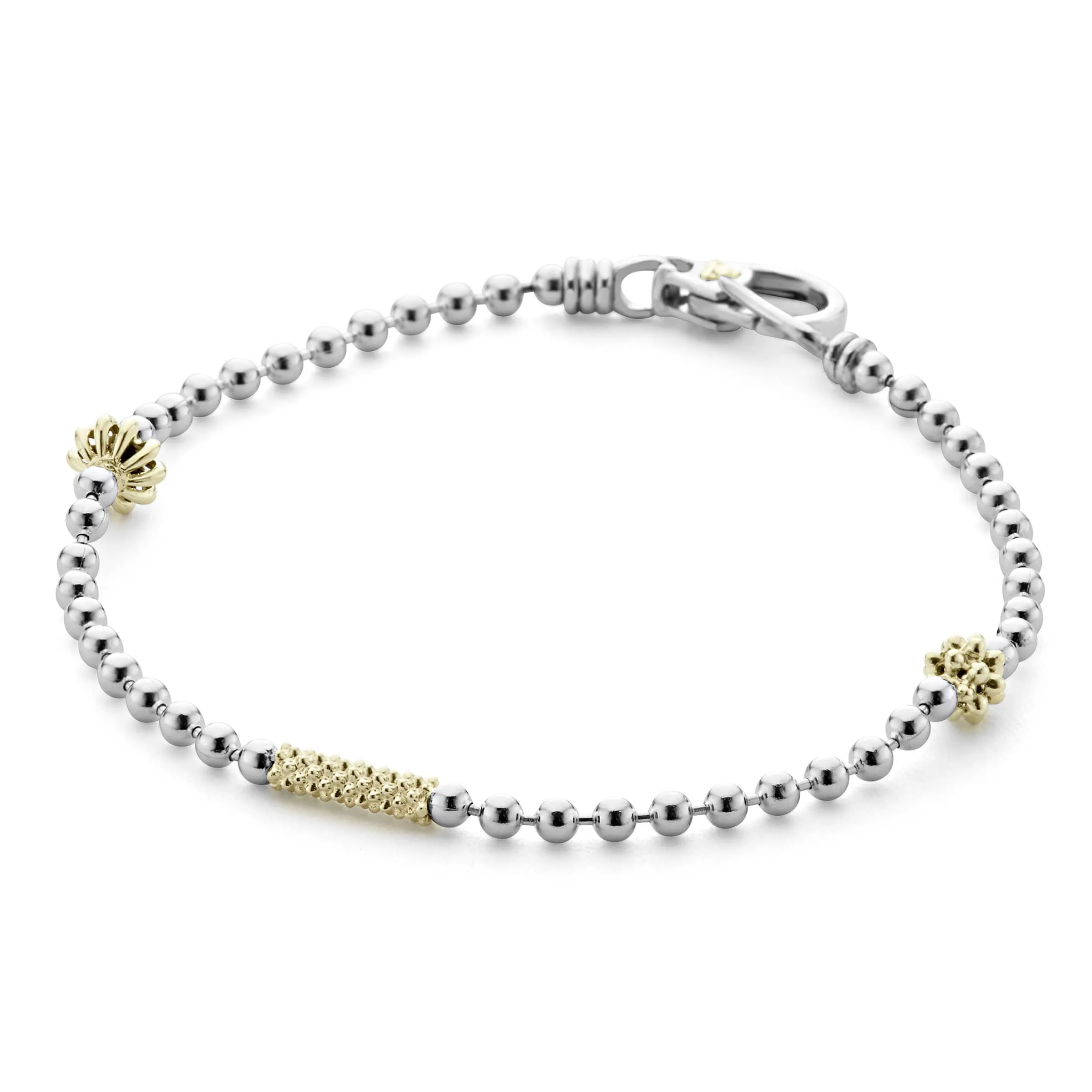 Two Tone Caviar Beaded Bracelet (Size L)