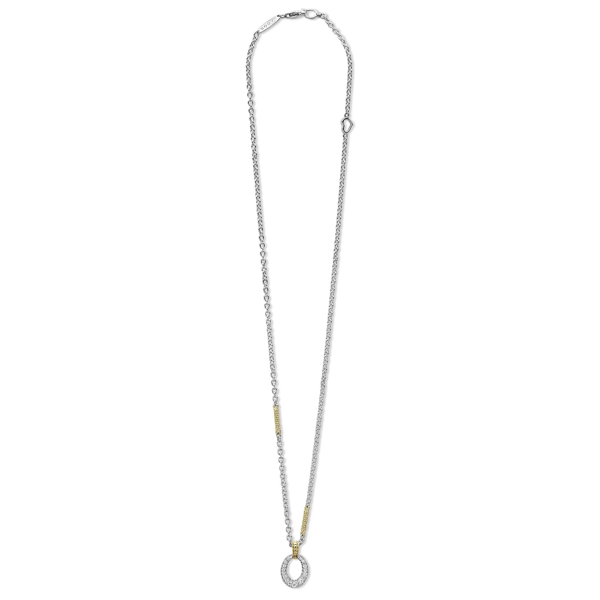 Two Tone Oval Diamond Pendant Necklace