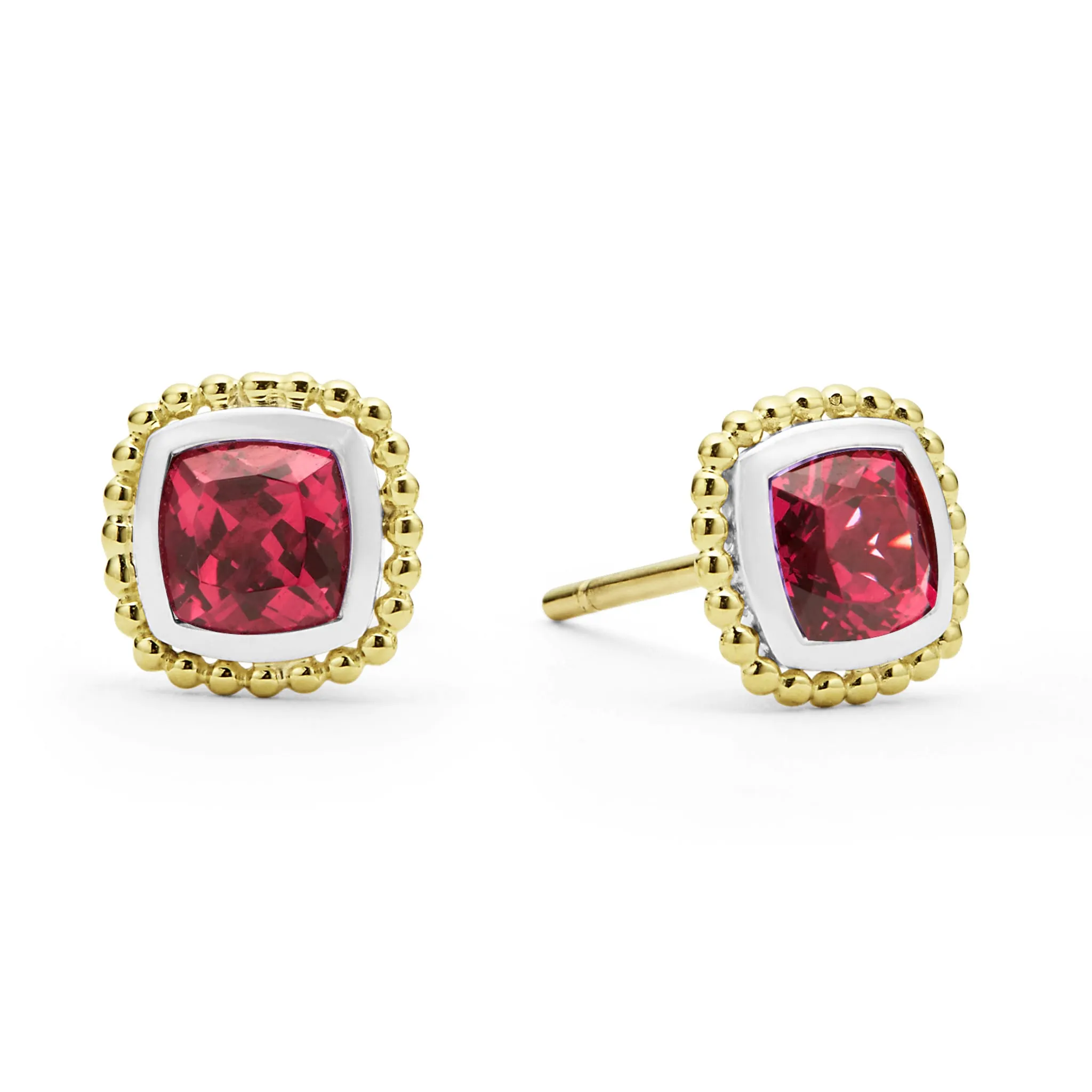 Two-Tone Rhodolite Garnet Stud Earrings