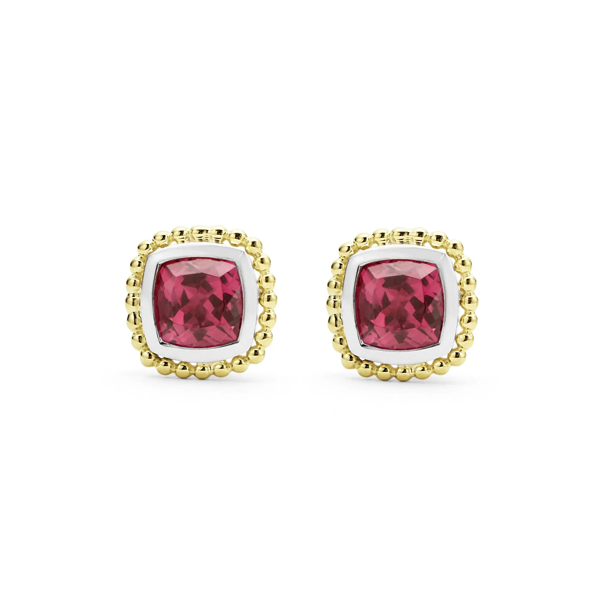 Two-Tone Rhodolite Garnet Stud Earrings