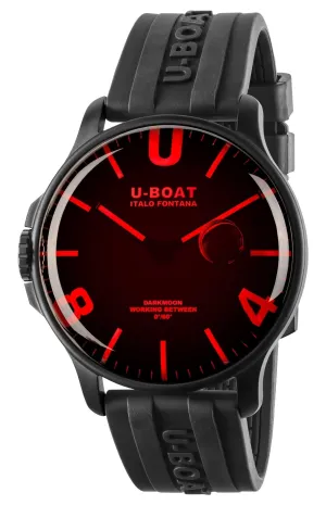 U-Boat Darkmoon Black PVD Black Dial Black Rubber Strap Quartz Mens Watch 8466