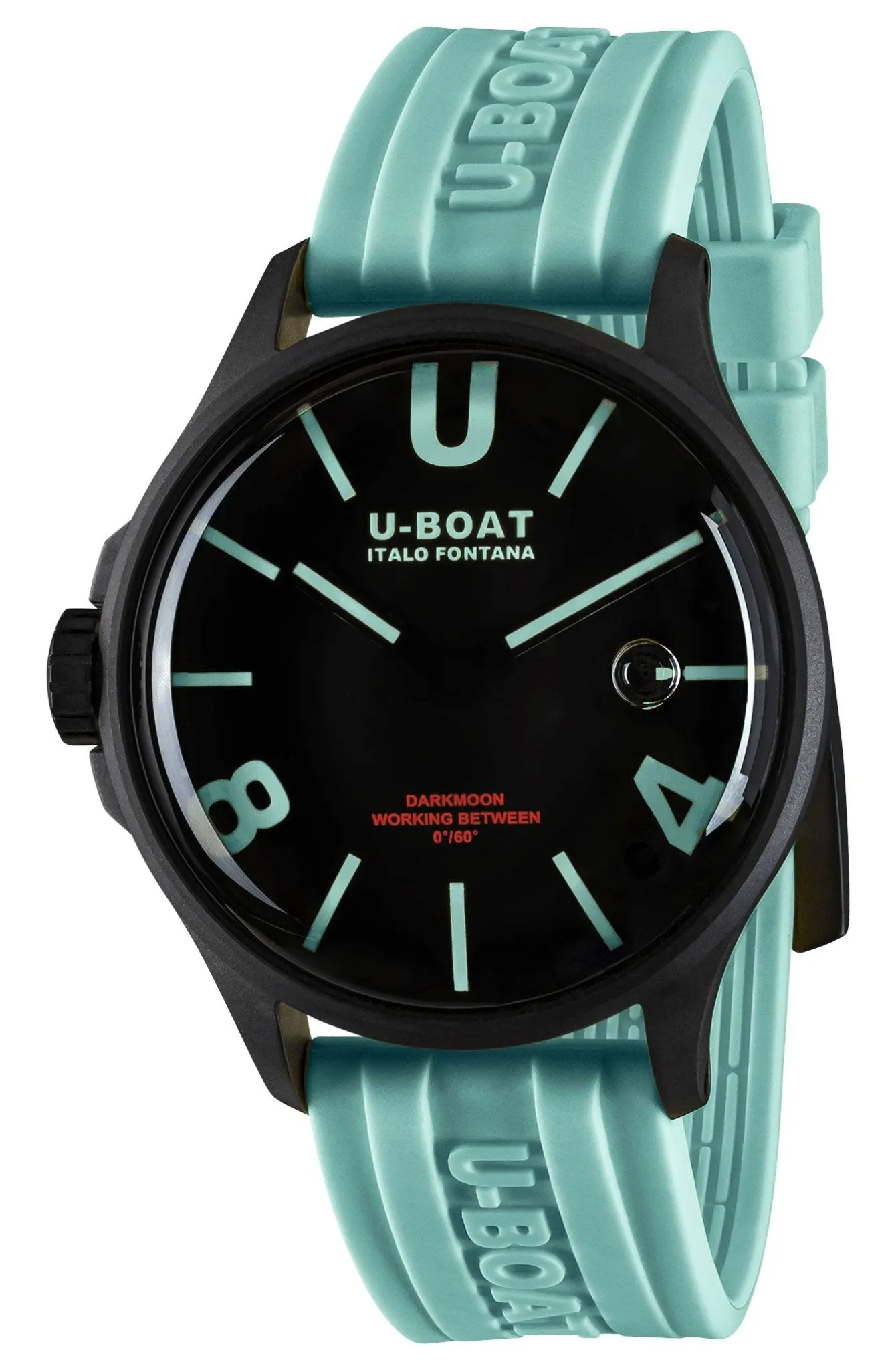 U-Boat Darkmoon Black PVD Black Dial Blue Silicon Strap Quartz Mens Watch 9526