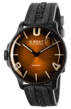 U-Boat Darkmoon Black PVD Brown Dial Black Rubber Strap Quartz Mens Watch 8699